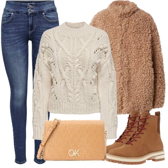 Outfit s Červená/Hnědá Šněrovací Kotníková Bota/Zimní tenisky/Plochá Kotníková Bota/Nepromokavá kozačka/Trekingová Bota/Bojová Bota TOMS "Zimní outfity"