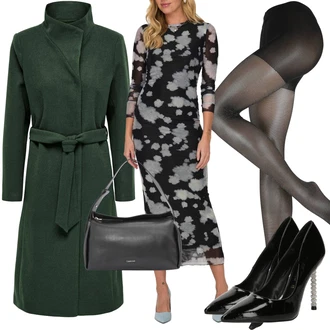 třpytem Outfit s Šedá/Černá/Tmavě šedá/Béžová Punčocháče/Punčocháče Velká Velikost/Nylonová punčocha/Samodržící Punčocha/Podržte Punčochu/Podpůrný punčocháč monki "Zimní outfity"