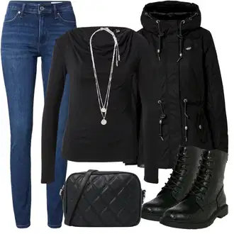 Black Outfits Off-Shoulder mit Modra/Svetlo modra/Temno modra S.Oliver "Zimski videz"