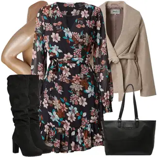 Outfit sa Bež/Zlatni Čarapa Protiv Tromboze/Hulahopke Velike Veličine/najlonke/najlonska čarapa Wolford "Zimski outfit"