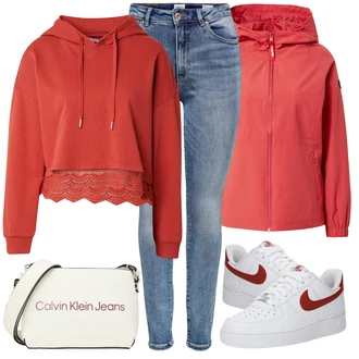Kombinacije za zimu Midi sa Crvena/Pink/Narandžasta lake view "Zimski outfit"
