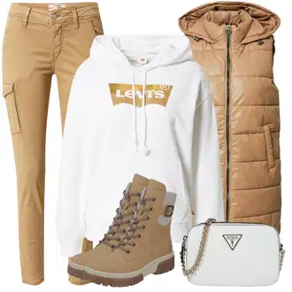 Outfit sa Smeđa/Kaki Hlača od Kepera/Ležerna Hlača/Cargo Hlače Gang "Zimski outfit"