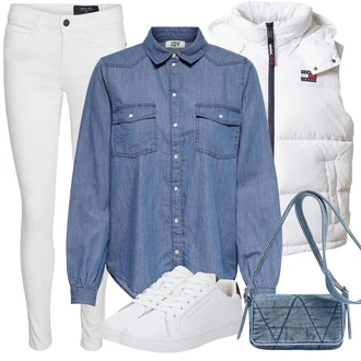 Prevelik Outfit sa Svjetloplava/Plava Majica/Bluza Veći Broj JdY "Zimski outfit"Look: klasický, Unisex, Stil, Prevelik, Sveučilišna, Rap, Western, 90-ich, Radna odjeća