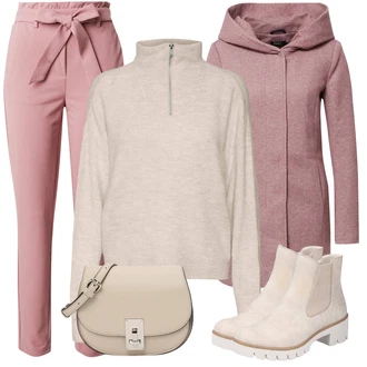 S Kapuljačom Na Skidanje Outfit sa Pink/Crvena/Ljubičasta/Smeđa Pleteni Flis Kaput/Pleteni Kaput/Kaput od Vunenog Flisa/Zimski Kaput Vuneni kaput/loden kaput/Kaput od Flisa/Kaput s Kapuljačom Only "Zimski outfit"