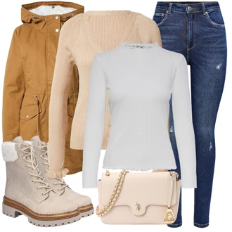 Outfits for chubby Disko mit Temno modra/Modra Kavbojke z Razporkom/Usnjena Jakna/Usnjene Čevlje/Zimska jakna/Kavbojke na Poteg/Push up Kavbojke/Kavbojke Visokega Pasu/Kavbojke z Luknjo/Usnjene jakne/Ženske 7/8 Kavbojke/Gležnarji Only "Zimski videz"Look: Stil, 90. leta, Kul, Disko, Francoski, Modernen, Stari denar