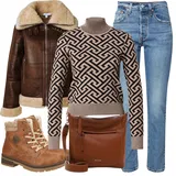 Hnědé kožené bundy Topshop outfity image