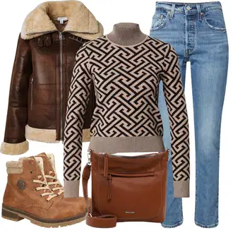 Outfity na zimu Styl 50. Let s Světle modrá/Modrá Girlfriend Džíny/Zkrácené Džíny/Džíny s Rozparkem/Zužující se Džíny/Mom Jean/Dad Džíny/High Waist Džínové Kalhoty/Vintage džíny levi's ® "Zimní outfity"Look: 50. Let, Styl, 90tá léta, Vintage, Western