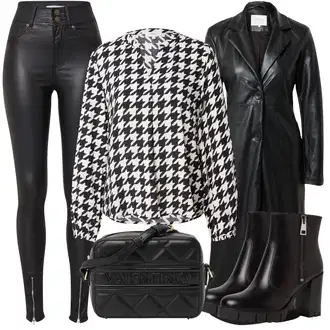 Outfit s Černá/Šedá/Fialová/Zelená/Tmavě šedá Kabát z Jehněčí Kůže/Midi Kabát/Umělá Kůže Kabát/Dlouhý Kabát/Dlouhý kabát/Frock Kabát/Kožený Kabát Only "Perfektní na zimu"
