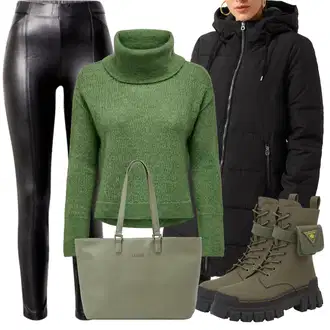 Krátká Outfit s Černá Zimní Kabát/Péřový Kabát/Kabát s Kapucí/Dlouhý Zimní Kabát/Kabát se Zipem/Parka/Dlouhý Péřový Kabát/Prošívaný kabát/Přechodový Kabát Only "Zimní outfity"