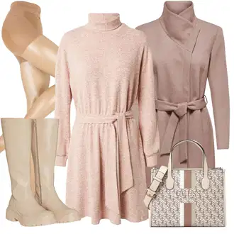 outfit mit Rjava/Bež/Škrlatna/Siva Volnen Plašč iz Flisa/Blazer Plašč/Plašč iz Kašmirja/Loden Plašč/Volnen zimski Plašč/Pleteni Plašč Only "Zimski videz"