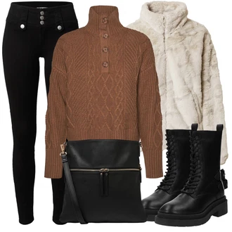 Kožešina Outfit s Šedá/Béžová/Hnědá/Khaki Kožešinová bunda/Bunda z Umělé Kožešiny/Plyšová Bund/Zimní Bund/Otočná Bunda/Péřová Bunda Nike Sportswear "Zimní outfit pro volný čas"