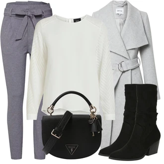 Slouchy Outfit s Černá Špičatá Kozačka/Kozačka Na Podpatku/Bota se širokým nohavici/Bota na klínku Dorothy Perkins "Zimní outfit pro volný čas"