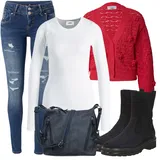 Denim outfits Skinny Raztrgane Kavbojke za dame image