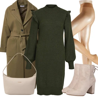 Outfity na zimu Ke kolenům Viskóza s Tmavě zelená/Zelená Object "Zimní outfity"