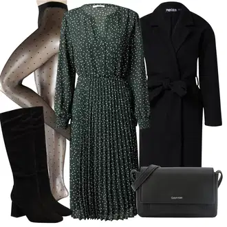 Outfit s Černá/Tmavě modrá Vlněný Kabát/Kašmírový Kabát/Zimní Kabát Vlněný kabát/Scuba Kabát/Lodenový kabát/Midi Kabát Pieces "Zimní outfit pro volný čas"