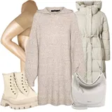 Khaki Gumijasti Gležnjarji outfiti za dame image