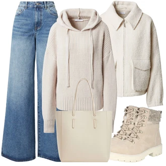 Outfit s Světle modrá/Modrá Džín s Širokou Nohavicí/Vintage džíny/Džíny Volného Střihu/Džíny Culottes Vila "Perfektní na zimu"