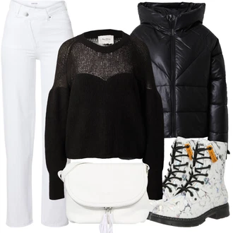 Zima Outfit s Bílá/Krémová/Tmavě modrá/Šedá/Černá Teniska Zimní Tenisky/Bojová Bota/Šněrovací Kotníková Bota/Klasická kozačka/Třpytivá Bota/Kozačka s flitry Dockers by Gerli "Zimní outfity"
