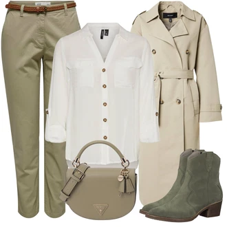 outfit mit Bež/Siva VERO MODA "Zimski videz"