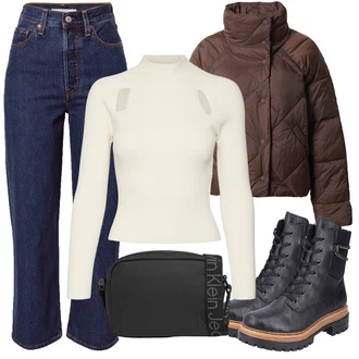 Outfity na zimu s Tmav? modrá/Modrá Kalhoty Bootcut/Boyfriend Kalhoty/Laclá?/Kalhoty s Vysokým Pasem/Kalhoty se ?t?rbinou/Kalhoty s dírou/Rovná Kalhoty levi's ® "Zimní outfity"