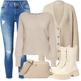 Beige Outfits mit Modra Only "Zimski videz"