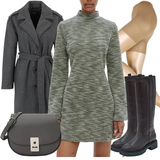 Kovbojka Outfit s Tmavě červená/Hnědá/Červená/Tmavě hnědá Kozačka Bota se širokým nohavici/Dlouhá Kozačka/Klasická Kozačka/Jezdecká Bota/Ovčí Kožešinová Bota/Kozačka po Kolena Edited "Perfektní na zimu"Look: Kovbojka, Venkovní, Unisex, Western