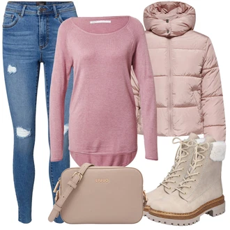 Zimske Outfiti Nizka mit Siva Gležnar na Vezalke Rieker "Zimski videz"