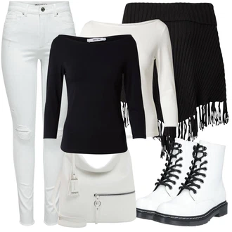 Outfity z džínu s Šedá/Bílá/Krémová/Stříbrný/Světle modrá Kožená bunda/Džíny s Dírou/Push up Džín/Kožené bundy/Džíny s Rozparkem/Motorkářské Džíny Only "Zimní outfity"