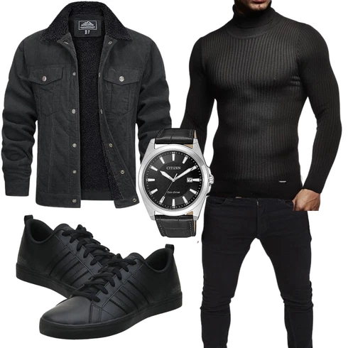 Jeans Schwarz/Dunkelgrau/Grau WinterJacke/TrachtenstrickJacke/HerbstJacke/ShirtJacke/CordJacke/WachsJacke/WollJacke TACVASEN kombinieren
