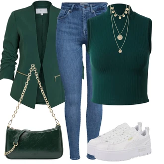 Pink outfits mit Zelena/Temno Zelena Torba za čez ramo/Billfold/Mini torbica/Baguette torba "Obleka za prosti čas"