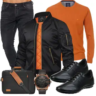 Party Outfits mit Schwarz/Dunkelblau/Blau Nylonjacke/Jacke mit Seitlichem Reißverschluss/Fliegerjacke TACVASEN, Schwarz/Blau Unkategorisiert, Schwarz ESTARER, Schwarz Unkategorisiert Diesel "Buro Outfit"