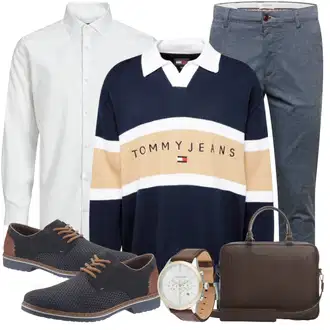 Büro Outfits Moderne mit Dunkelblau/Blau/Grau/Hellblau Schnürer/Schnürschuh/Oxford Schuh/Bequemer Schuh/Wasserfester Schuh/Walkingschuh/Freizeitschuh Rieker "Buro Outfit"Look: Color Blocking, Smart Casual, Moderne, Casual, Outdoor, Maritim, Coole