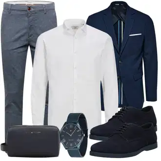 Outfit mit DunkelBlau/HellBlau/Blau Anzug Sakko/Anzug/Kostüm SELECTED HOMME "Buro Outfit"