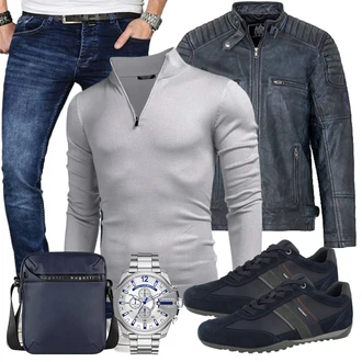 Party Outfits mit Schwarz Unkategorisiert Geox, Schwarz/Blau Unkategorisiert Bugatti "Buro Outfit"