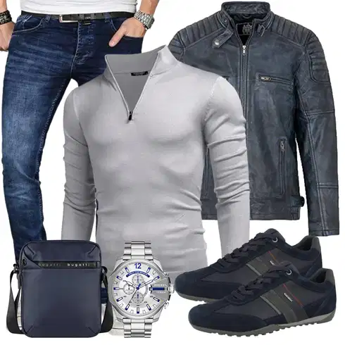 Blau/DunkelBlau/HellBlau Leder Bomberjacke/Kunstlederjacke/Bikerjacke/Vintage Lederjacke/Motorradjacke/Lederjacke urban 5884 kombinieren