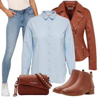 Outfity pro práci Trendový s Světle modrá/Modrá Only "Business casual dámské oblečení"Look: Trendový, Měkká dívka, Sportovní, Bezešvé, Egirl, GoGo