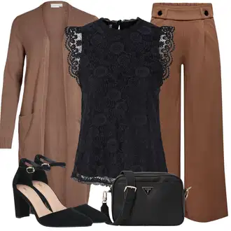 Outfity pro práci s Khaki/Hnědá/Béžová Tradiční Kalhoty/Slinky Kalhoty/Plisovaná Kalhoty/Culotte Kalhoty/Kalhoty s Vysokým Pasem/Rozšířená Kalhoty/Mušelínové kalhoty/Plisovaná kalhoty/Kalhoty se Štěrbinou/Široká Kalhoty/Palazzo Kalhoty JdY "Módní outfit"