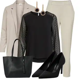 so sponou Outfit s Černá Halenka s Dlouhým Rukávem/Sportovní Halenka/Průhledná blůza/Kožená bunda/Halenkový Top/Crash blůza/Halenka se Stojatým Límcem Object "Cool každodenní outfit"