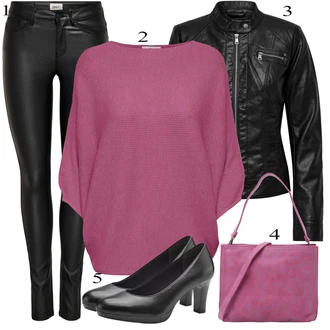 Poslovni Outfiti Polnejša mit Črna/Rdeča Jakna/Plašč Only "Zimski outfit"