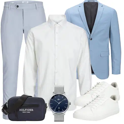 Hellblau/Blau Anzug Blazerjacke/Boyfriend Blazer/Lässiger Blazer/Lederjacke/Baumwoll ­Blazer/Eleganter Blazer/Strick­Blazer/SweatBlazer/Lederjacke für Männer Jack & Jones kombinieren