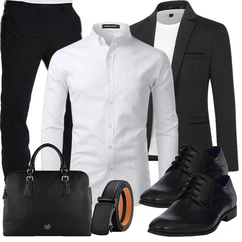Boyfriend Grau/Weiß BusinessHemd/Business Hemd PARKLEES kombinierenLook: Elegant, Casual, Boyfriend, Stil, Büro, Business, Smart Casual, Edel, Unisex, Preppy, Ausgefallene, Nahtlos, Schlichte