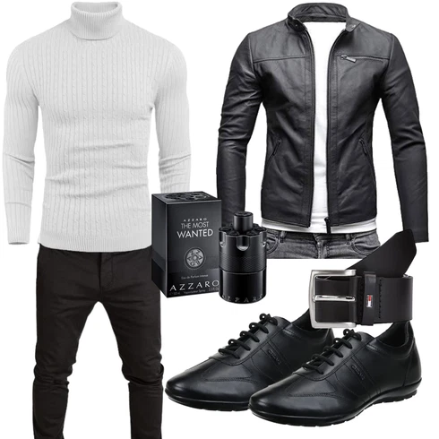 Schwarz/Dunkelgrau/Dunkelblau/Grau Vintage Lederjacke/Motorradjacke/Bikerjacke/Jacke mit Seitlichem Reißverschluss/KunstLederjacke Crone kombinieren
