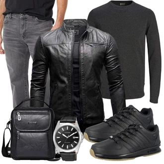 Casual Outfits Business mit Schwarz A-QMZL "Casual Outfit"Look: Rap, Vintage, Outdoor, Stil, Business