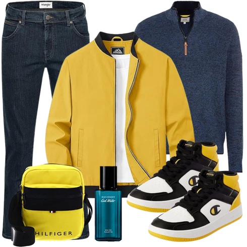 Gelb UniformJacke/NylonJacke/FrühlingsJacke/Innenfutter Jacke/Jacke mit Seitlichem Reißverschluss/CollegeJacke/WendeJacke/SommerJacke/BomberJacke MAGCOMSEN kombinieren