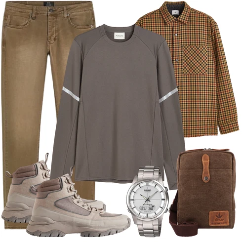 Grau/Hellgrau/Khaki/Braun Sportpullover/Funktionsshirt/Trainingsshirt Default kombinieren