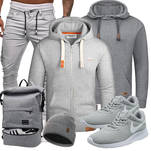 Grau/Khaki/HellGrau Stoffhose/Freizeithose/Sporthose/Löcherne Hose/Skinny Hose/Bügelfaltenhose/Cargo-Jogginghose/Cargohose Cassiecy kombinieren