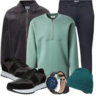 Elegant Outfit mit Dunkelblau Slim Hose/Skinny Hose/Jeggings/Chino Hose/Push up Hose/StretchHose/Treggings Only & Sons "Casual Outfit"Look: Uni, Outdoor, Smart Casual, Coole, Old Money, Moderne, Elegant