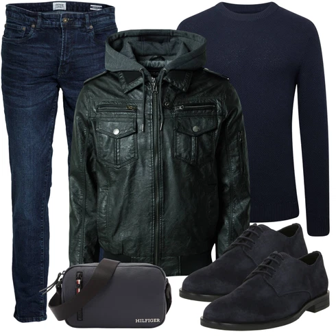 Dunkelgrün/Grün Kunstlederjacke/Kapuzenjacke/Leder Bomberjacke/Lederjacke/Vintage Lederjacke/Wachsjacke/Mantel Indicode Jeans kombinieren mit Rosa/Schwarz/Dunkelgrau/Grau Accessoire Reisetasche/Mannstasche Tommy Hilfiger
