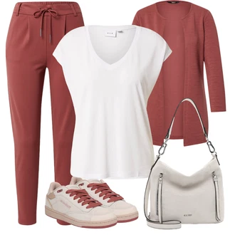 Outfit s Červená/Hnědá/Tmavě červená Pletenina veľkej veľkosti/Halenka a Tunika Tunika Only "Lehký outfit"