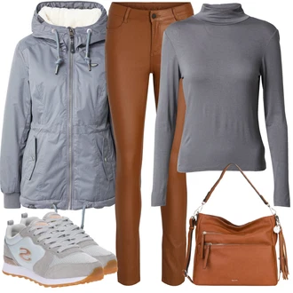 Outfit s Šedá/Modrá/Světle modrá/Světle šedá Zimní Bund/Zimní Parka/Bunda s Kapucí/Parka Přechodová Bund/Bunda 2v1/Jarní bunda Ragwear "Volnočasový outfit na jaro"
